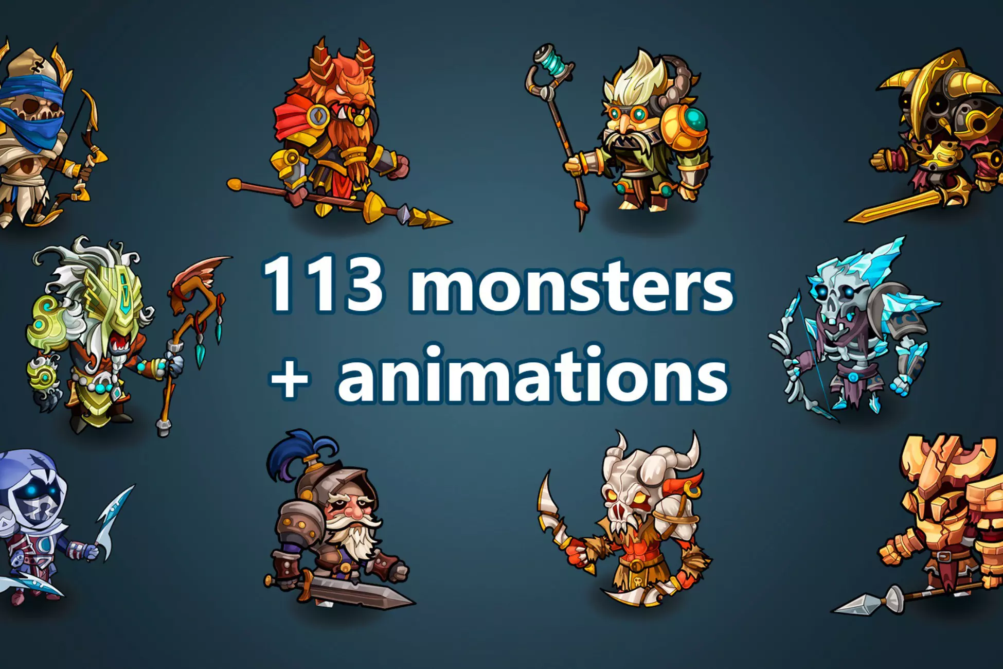 Animated 2D characters monsters
